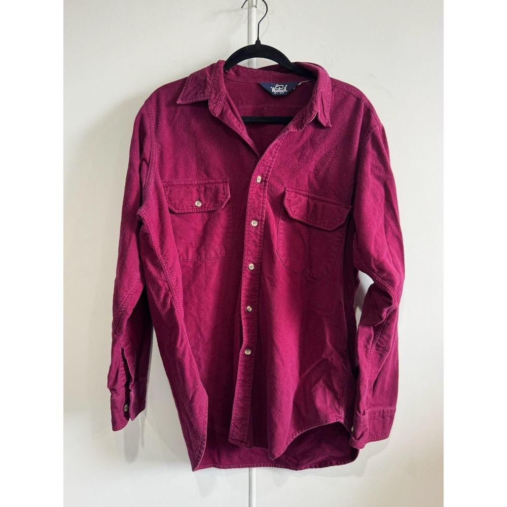 Vintage Woolrich Shirt Mens Large Red Flannel Button Long Sleeve Chamois Outdoor